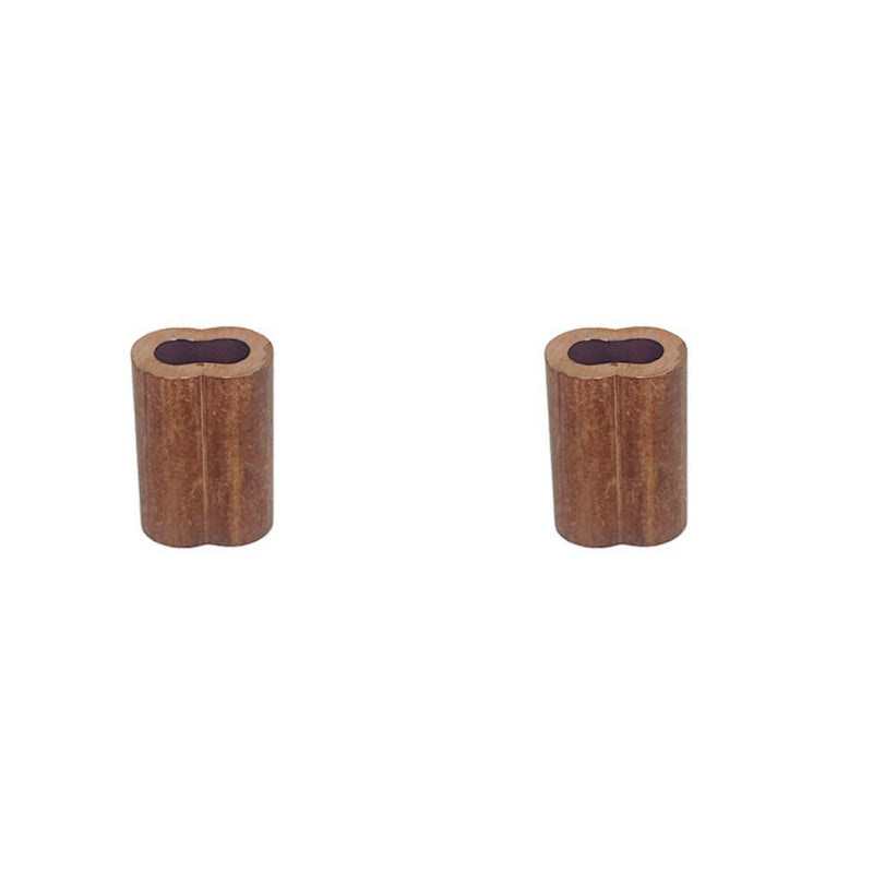 2 Pc 3/16" Copper Sleeve Wire Rope Swage Crimp Crimping Clip Duplex Oval Sleeves