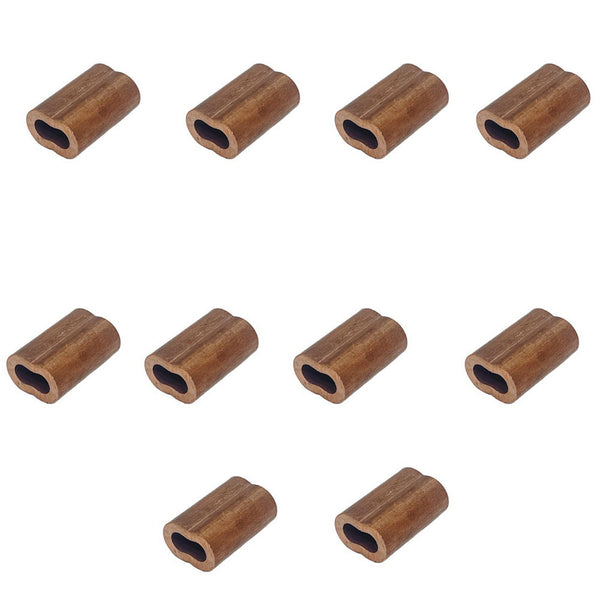 10Pc 3/16" Copper Sleeve Wire Rope Swage Crimp Crimping Clip Duplex Oval Sleeves