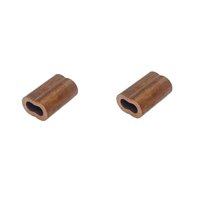 2 Pc 3/8" Copper Sleeve Wire Rope Swage Crimp Crimping Clip Duplex Oval Sleeves