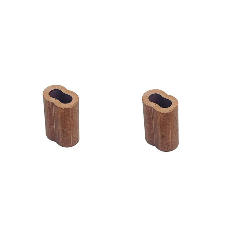 2 Pc 3/32" Copper Sleeve Wire Rope Swage Crimp Crimping Clip Duplex Oval Sleeves