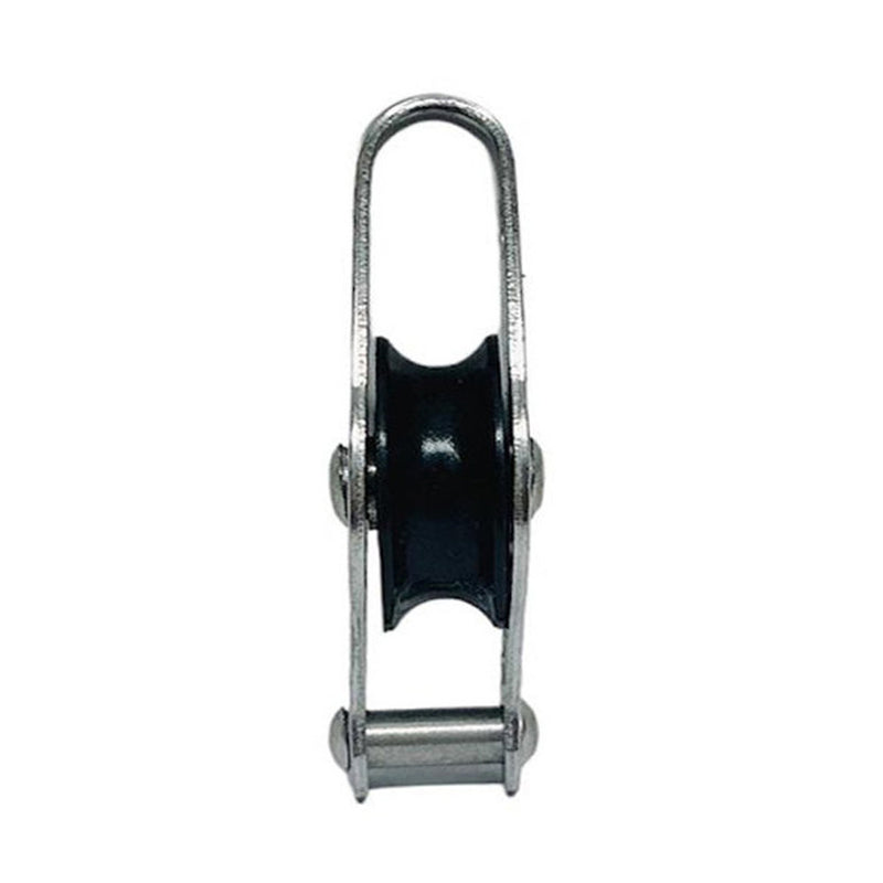 Marine Stainless Steel 1/4" Pulley Block Nylon Sheave Wire Rope Pulley Becket