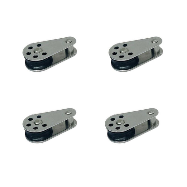 4 Pc Marine Stainless Steel 1/4" fix Pin Pulley Block Nylon Sheave Wire Rope