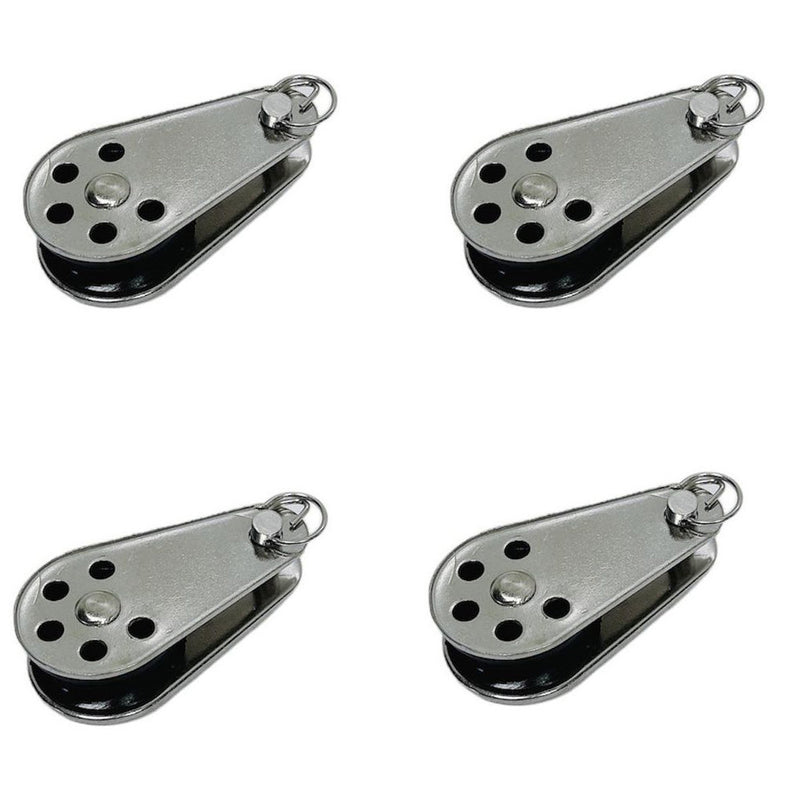 4 Pc Marine Stainless Steel 1/4" Removable Pin Pulley Block Nylon Sheave