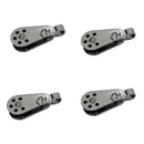 4Pc Marine Stainless Steel 1/4" Pulley Block Removable Pin & Toggle Nylon Sheave