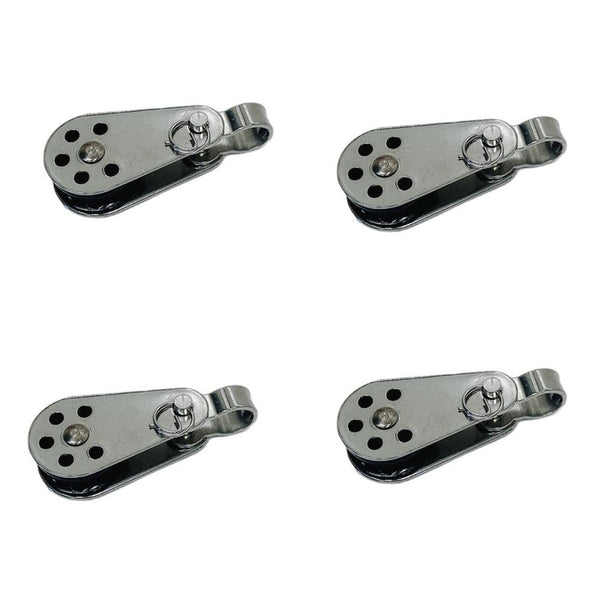 4Pc Marine Stainless Steel 1/4" Pulley Block Removable Pin & Toggle Nylon Sheave