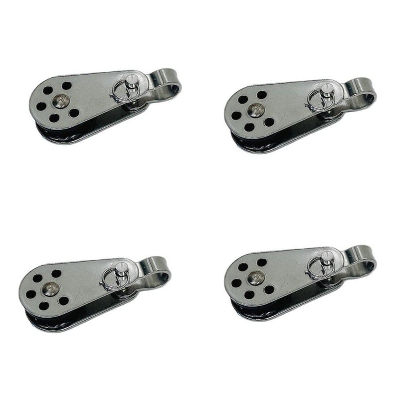 4Pc Marine Stainless Steel 1/4" Pulley Block Removable Pin & Toggle Nylon Sheave