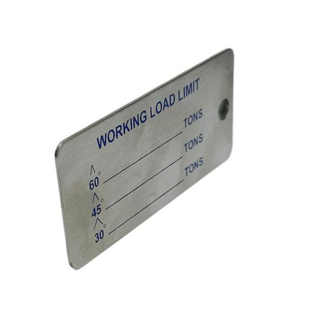 Marine Stainless Steel 3-1/2" x 1-1/2" Sling Tag WLL Working Load Limit Tag