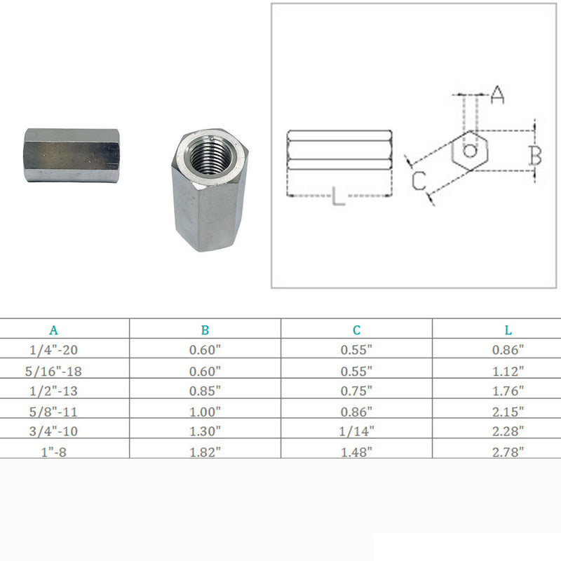 Marine Boat Stainless Steel T316 Coupling Nut Hex Connecting Nut Threaded