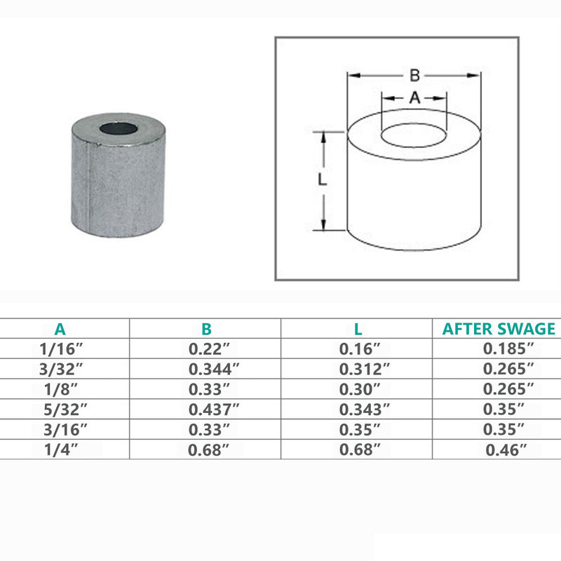 Aluminum Stop Button Aluminum Swage Stop Sleeve Button Rigging For Wire Cable