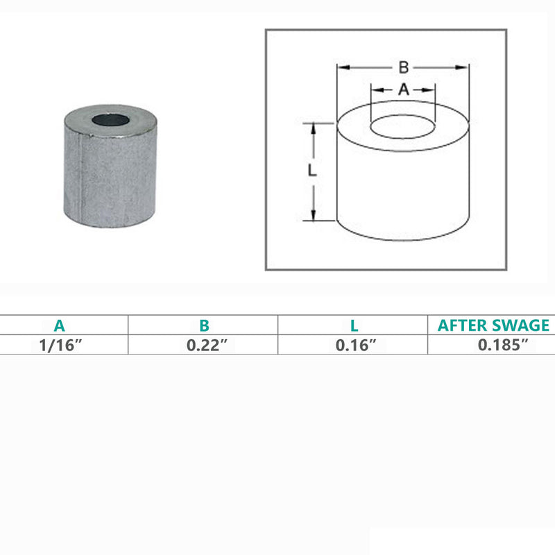 Aluminum Stop Button Aluminum Swage Stop Sleeve Button Rigging For Wire Cable