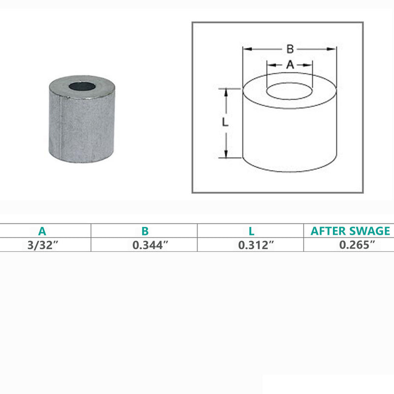 Aluminum Stop Button Aluminum Swage Stop Sleeve Button Rigging For Wire Cable