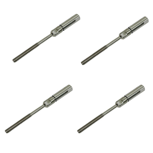 Stainless Steel Swageless Short Stud 1/4" Thread For 1/8", 3/16" Cable Wire Deck