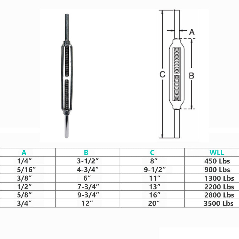 Marine Boat Stainless Steel T316 Stub End Turnbuckle