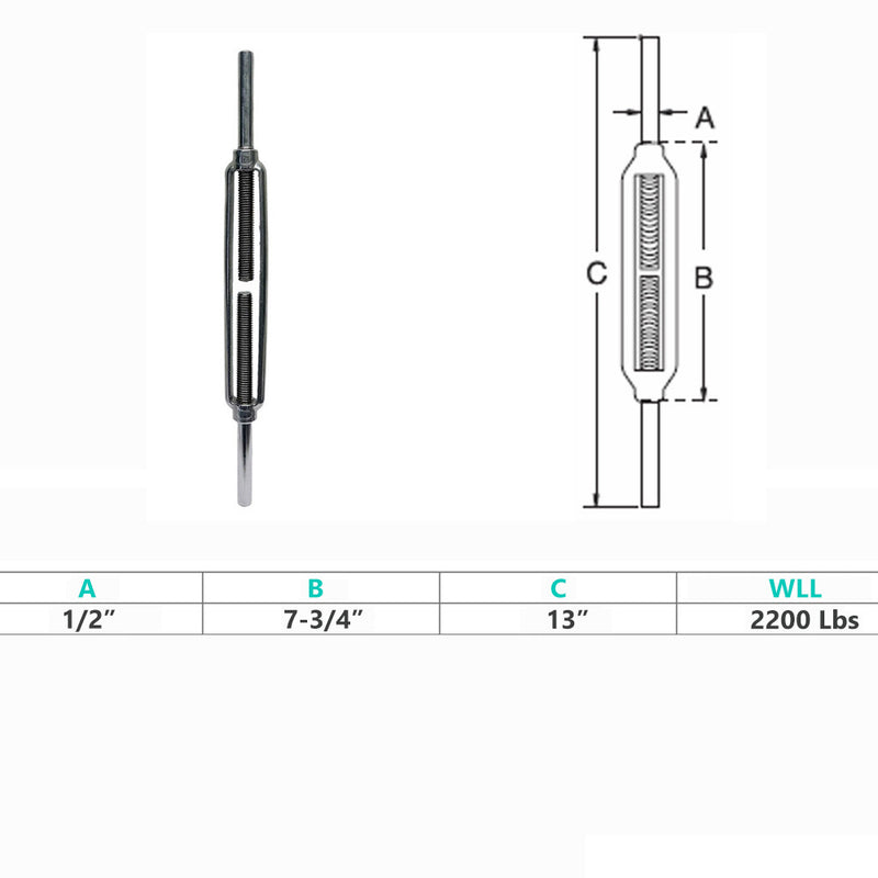 Marine Boat Stainless Steel T316 Stub End Turnbuckle