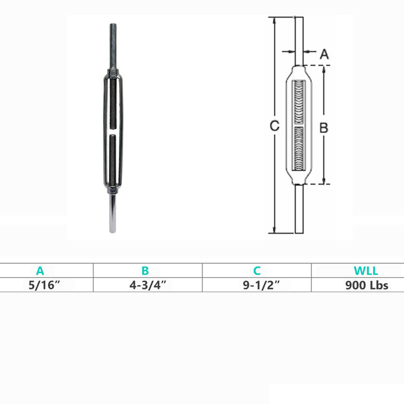 Marine Boat Stainless Steel T316 Stub End Turnbuckle