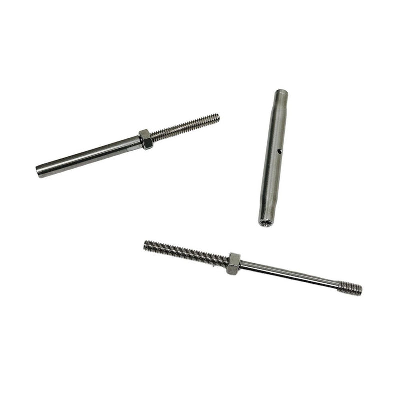 4Pc Marine Stainless Steel 1/4" Threaded Rod & Swage Stud Turnbuckle 1/8" Cable