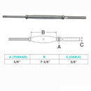 4 Pc Marine Stainless Steel 5/8" Threaded Rod & Swage Stud Turnbuckle 3/8" Cable