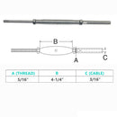 Marine Stainless Steel T316 Threaded Rod & Swage Stud Turnbuckle