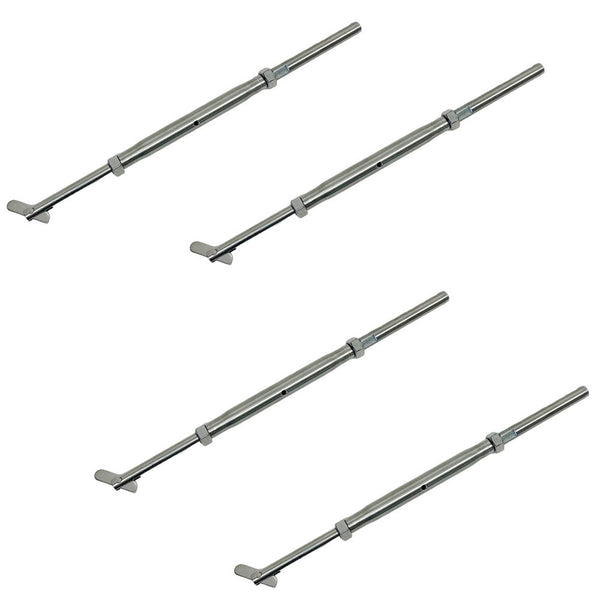 4Pc Stainless Steel 1/4" Threaded Drop Pin Hand Swage Stud Turnbuckle 1/8" Cable