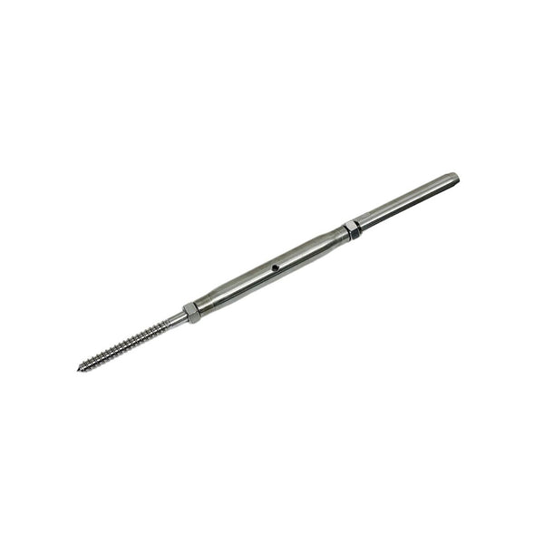 Marine Stainless Steel T316 1/4" Threaded Lag & Swage Stud Turnbuckle 1/8" Cable