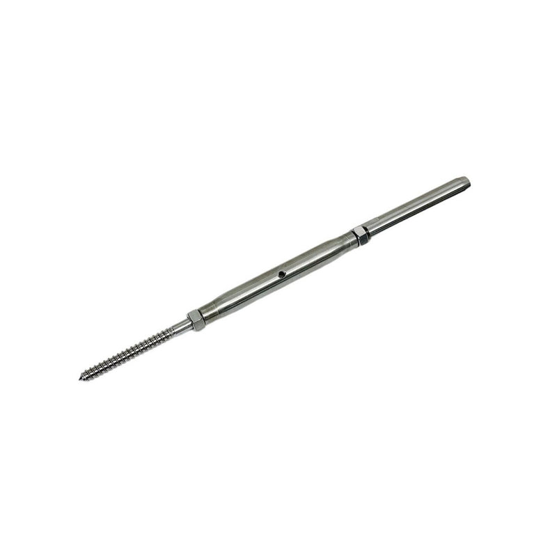 Marine Stainless Steel 3/8" Threaded Lag & Swage Stud Turnbuckle 1/4" Cable