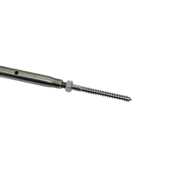 Marine Stainless Steel 3/8" Threaded Lag & Swage Stud Turnbuckle 1/4" Cable