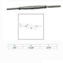 Marine Stainless Steel 1/4" Thread Swage Stud & Stud Pipe Turnbuckle 3/16" Cable