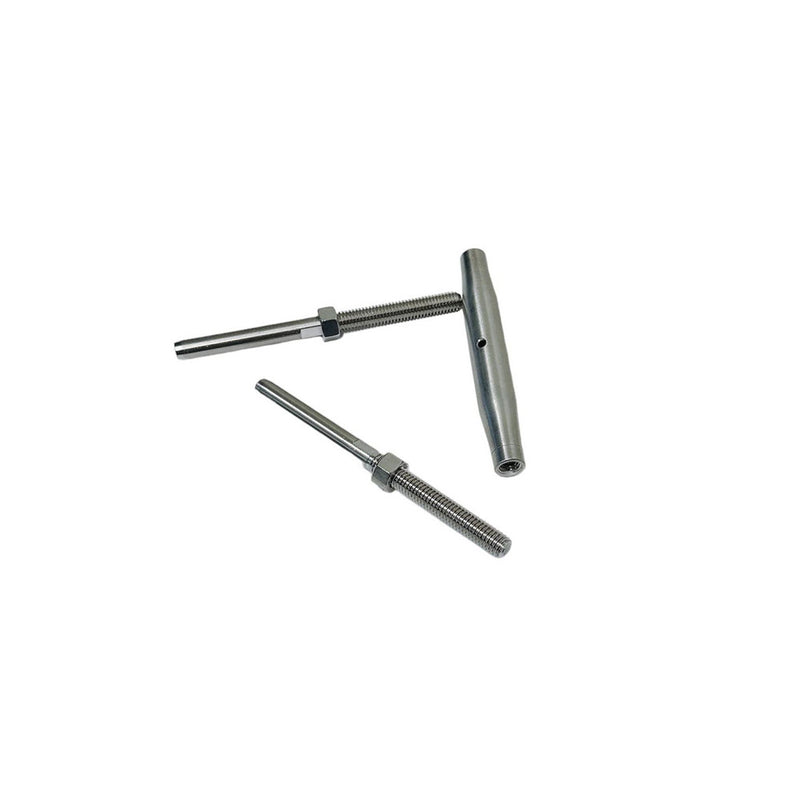 4 Pc Stainless Steel 3/8" Thread Swage Stud & Stud Pipe Turnbuckle 3/16" Cable