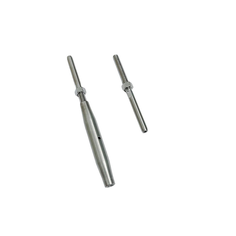 4 Pc Stainless Steel 3/8" Thread Swage Stud & Stud Pipe Turnbuckle 3/16" Cable