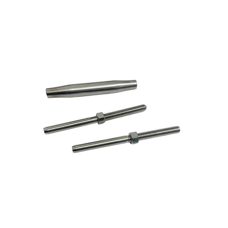 Stainless Steel 3/8" Thread Swage Stud & Stud Pipe Turnbuckle 1/4" Cable