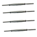 4 Pc Stainless Steel 5/8" Thread Swage Stud & Stud Pipe Turnbuckle 3/8" Cable