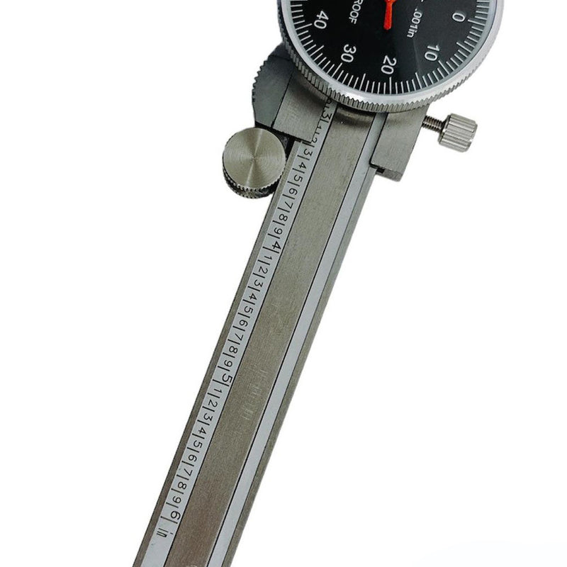 Black Face 0-6" stainless Steel Dial Caliper Shock Proof 0.001" Graduation