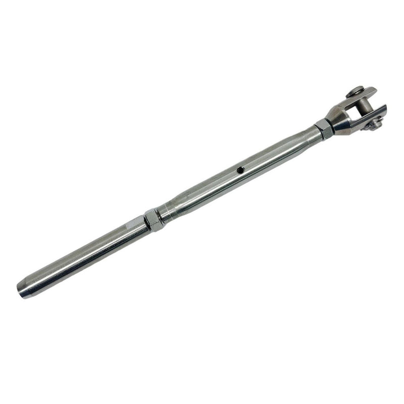 Marine Stainless Steel 1/4" Thread Fork & Hand Swage Stud Turnbuckle For 1/8", 3/16" Cable