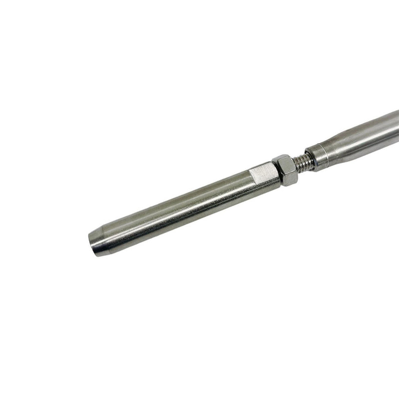 Marine Stainless Steel 1/4" Thread Fork & Hand Swage Stud Turnbuckle For 1/8", 3/16" Cable