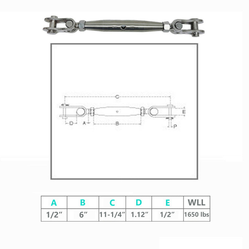 Marine Stainless Steel T316 Toggle & Toggle Pipe Turnbuckle