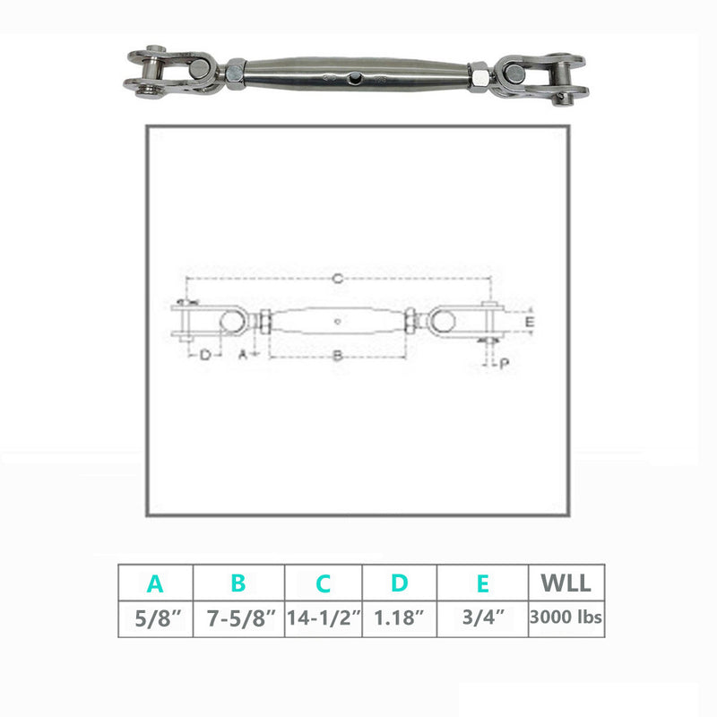 Marine Stainless Steel T316 Toggle & Toggle Pipe Turnbuckle