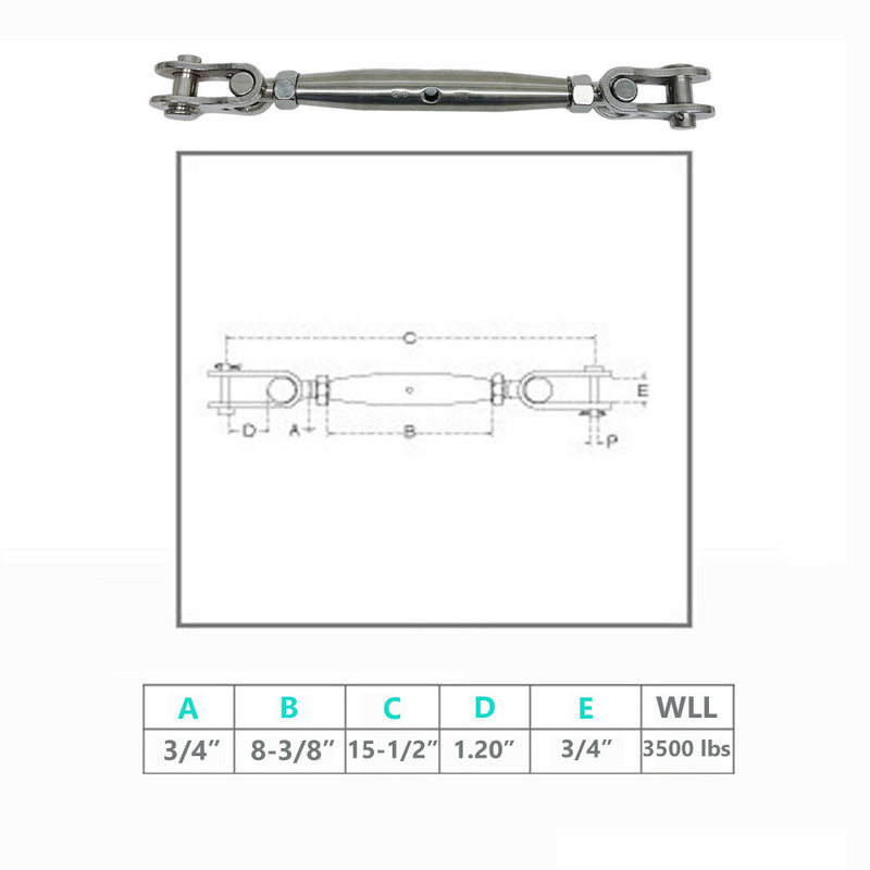 Marine Stainless Steel T316 Toggle & Toggle Pipe Turnbuckle