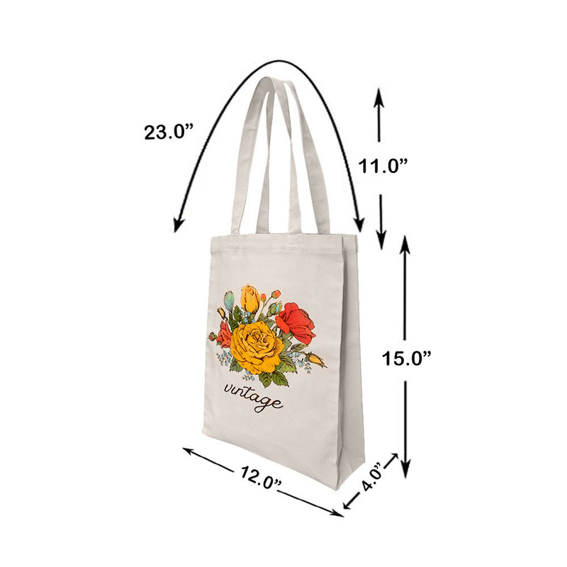 Set of 9 Eco-Friendly Reusable Grocery Bags, Cotton Canvas Tote Shopping Bag