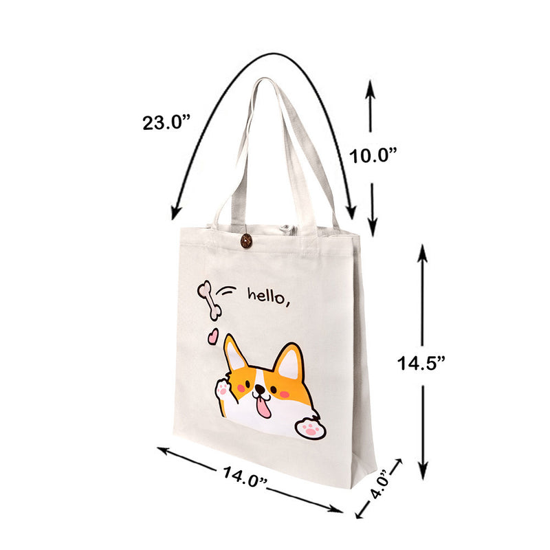 Set of 9 Eco-Friendly Reusable Grocery Bags, Cotton Canvas Tote Shopping Bag