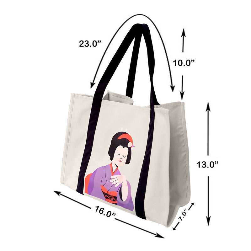 Set of 9 Eco-Friendly Reusable Grocery Bags, Cotton Canvas Tote Shopping Bag