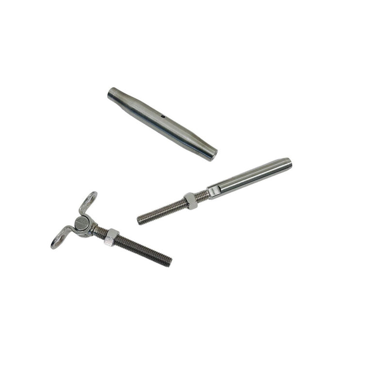 Marine Stainless Steel T316 1/4" Deck Toggle & Swage Stud Turnbuckle 3/16" Cable