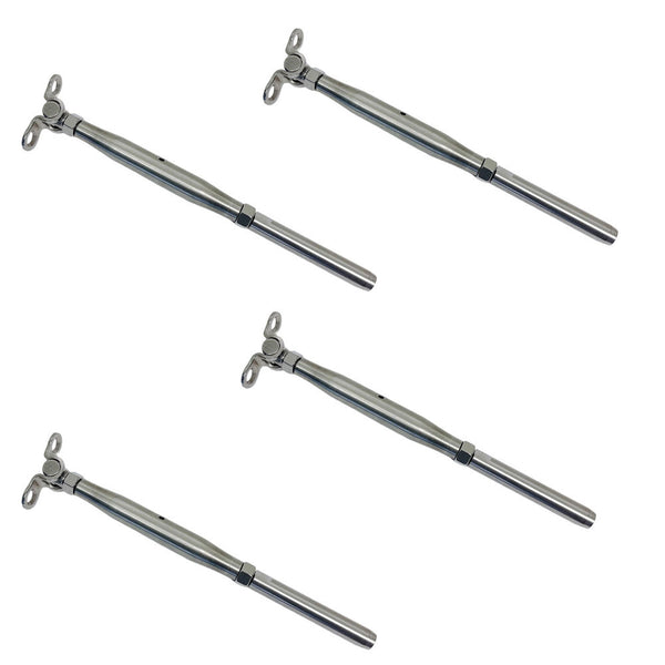 4Pc Marine Stainless Steel 5/16" Deck Toggle & Swage Stud Turnbuckle 3/16" Cable