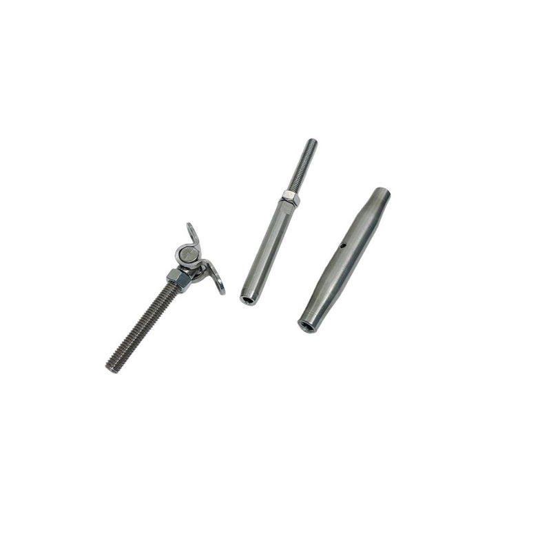 4Pc Marine Stainless Steel 5/16" Deck Toggle & Swage Stud Turnbuckle 3/16" Cable
