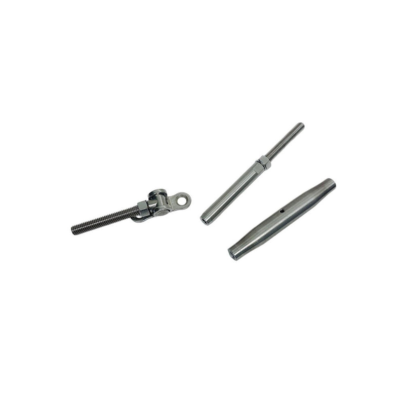 4 Pc Marine Stainless Steel 3/8" Deck Toggle & Swage Stud Turnbuckle 1/4" Cable