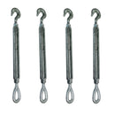 4 Pc 1/2" x 9" Hook Eye Galvanized Turnbuckle Drop Forged 1500Lb WLL Hook Eye