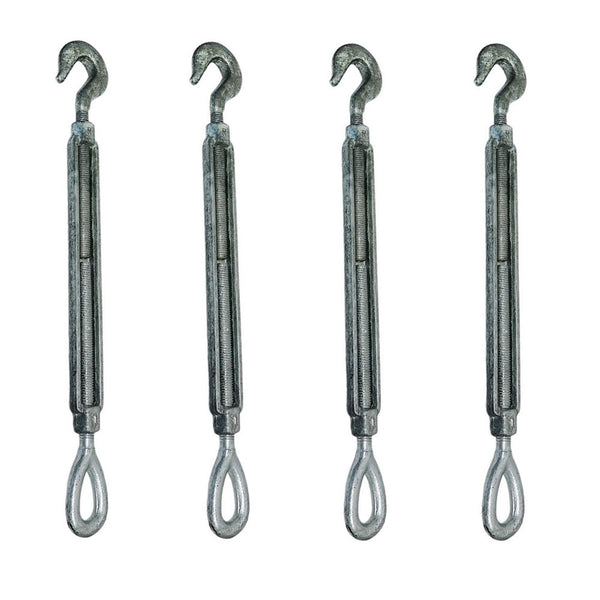 4 Pc 1/2" x 9" Hook Eye Galvanized Turnbuckle Drop Forged 1500Lb WLL Hook Eye