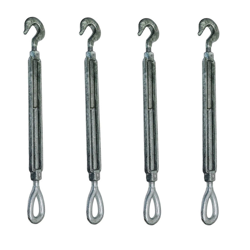 4 Pc 1/2" x 9" Hook Eye Galvanized Turnbuckle Drop Forged 1500Lb WLL Hook Eye