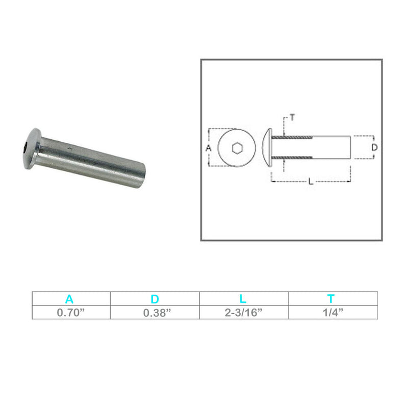 4 Pc Marine Boat Stainless Steel 1/4" Dome Head Stud Receiver Wire Cable Railing