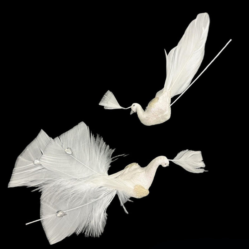 10 Pcs 6"L Artificial Peacock Bird Glitter Gems Foam Feather Crafts Christmas Ornament Decorations