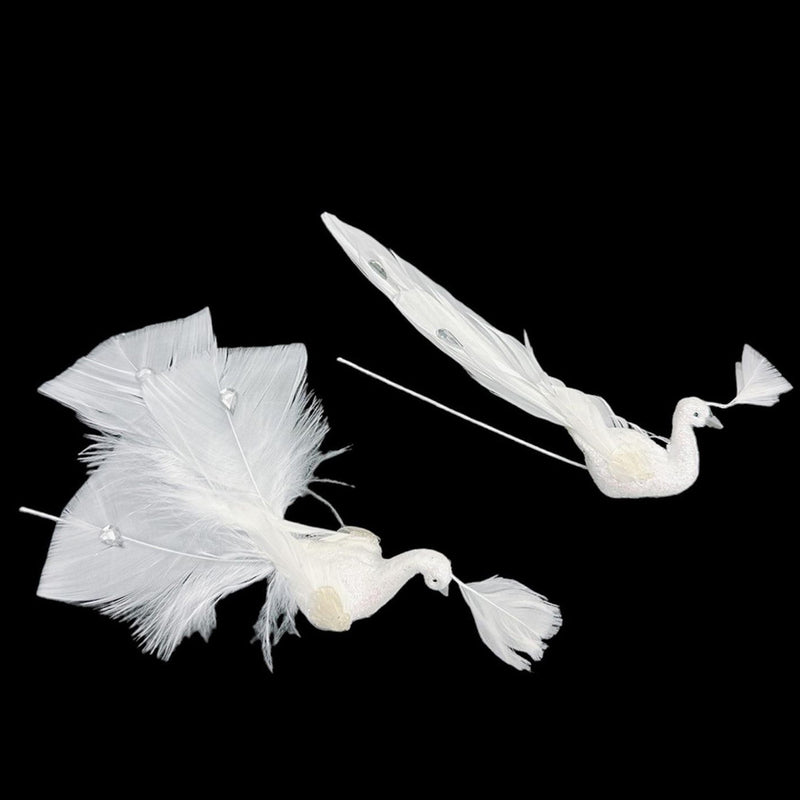 10 Pcs 6"L Artificial Peacock Bird Glitter Gems Foam Feather Crafts Christmas Ornament Decorations